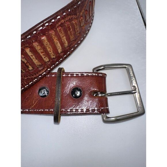 Brown Leather Belt With Beautiful Weaving Detail  Size Small - Picture 5 of 8
